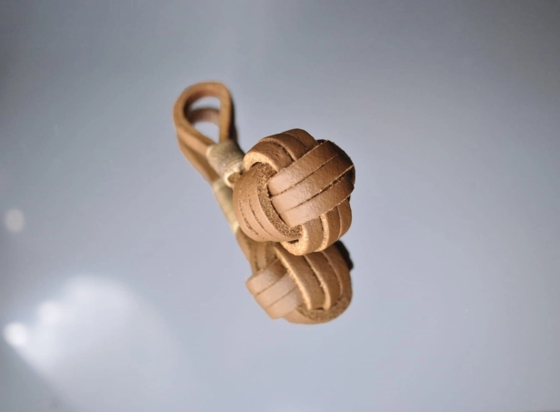 Natural Leather Key Ring Brown