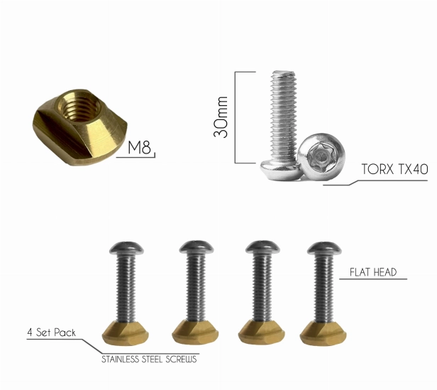 Hydrofoil Set of Bolts and Tnuts